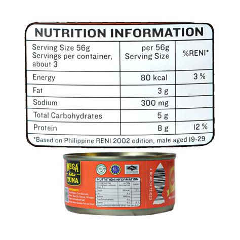 mega tuna nutrition facts|Mega Tuna Flakes Spicy Lemon 180g — megamart.ph.
